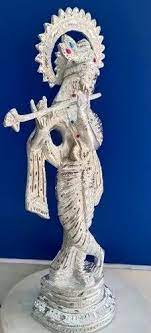 White Metal Krishna Statue 