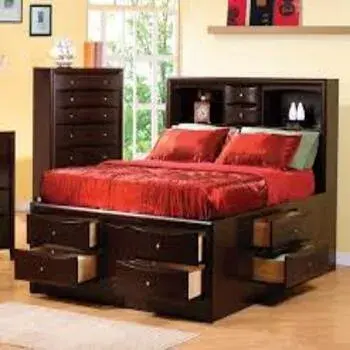 King Size Double Bed Brown Color