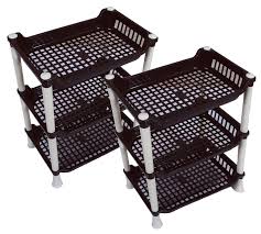 Black and White Crockery Stand For Kitchen (PVC)