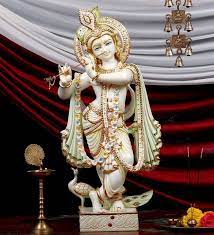 White Marble Krishna Statue 