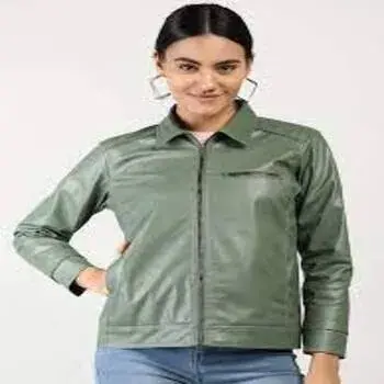 Stylish Olive Green Leather Jacket