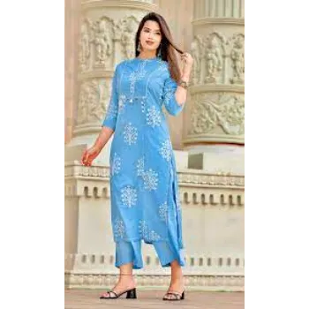 Women Sky Blue Kurtis