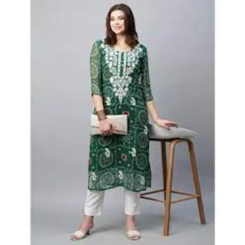 green embroidery Kurtis