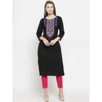 Ladies Black Embroidery Kurtis