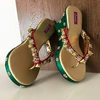 Green Creamy Sandal for Ladies