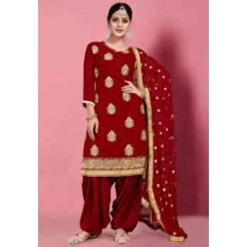 Women Red Embroidery Suit