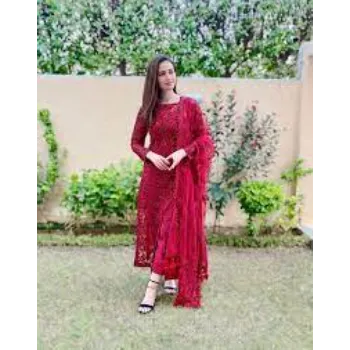 Red Embroidery Women Suits 