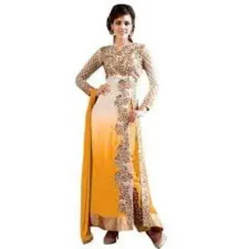 Women Printed Cotton White And Yellow Suit