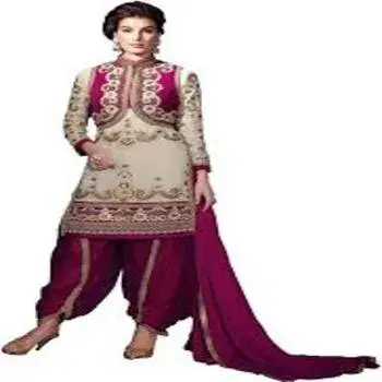 Magenta And Cream Color Patiala Style Suit