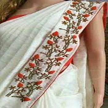 Stylish White  Latest Embroidery Saree