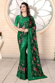 Latest  Green Embroidery Saree