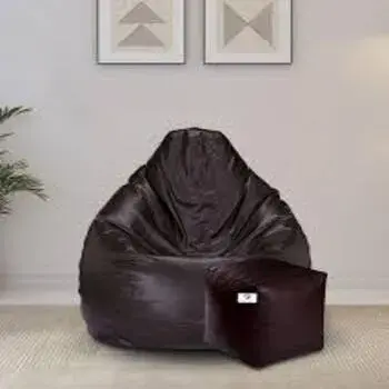 Dark Brown Leather Bean Bag