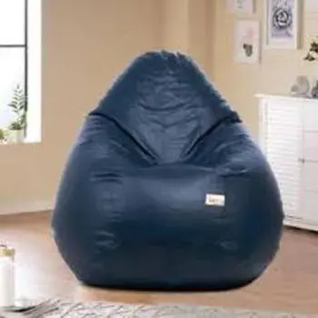 Blue Leather Bean Bag