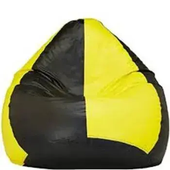 Yellow & Black Leather Bean Bag