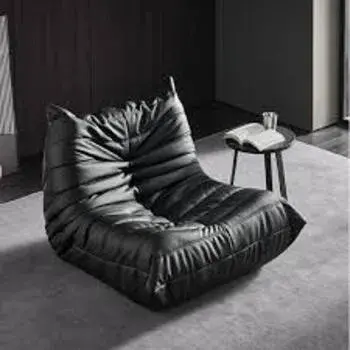 Black Leather Bean Bag