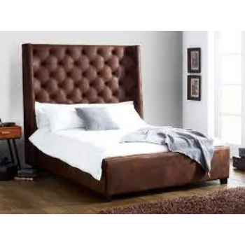 Leather Bed Brown Color 