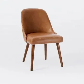 Polished Leather Dining Chair