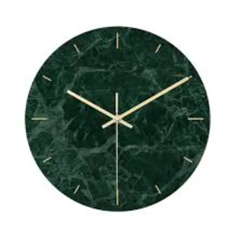  European Light Luxury Dark Green Marble  Clock