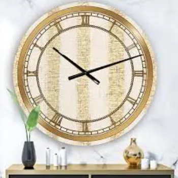  Designart Gold Glam Stipes Pattern Glam Wall Clock