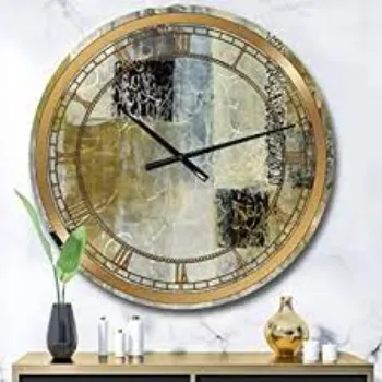 Designart Multicolor Twin City Glam Marble Clock