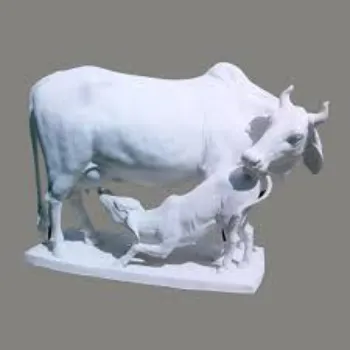 Marble Cow And Calf Sculpture
