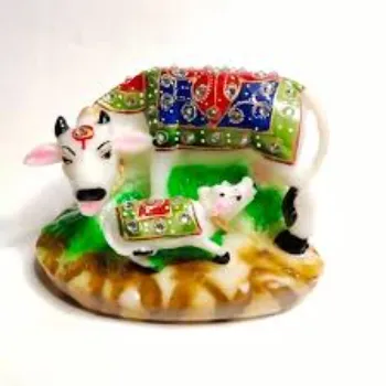 Printed Marble Cow Statue 