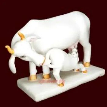 Kamdhenu Cow White Marble