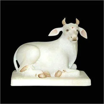 Sitting Marble Cow Statue