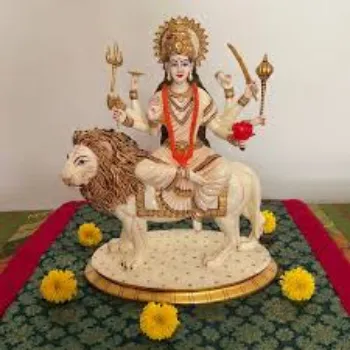 BG IMPEX Marble Durga Statue
