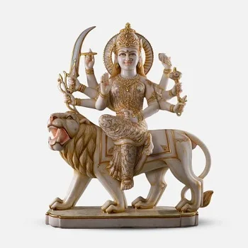 Golden Marble Durga Statue