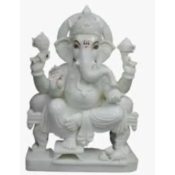Lord Ganesh White Marble Statue