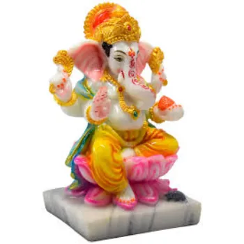  JGS Marble Decorative Lord Ganesha Idol for Home Decor (Multicolor)