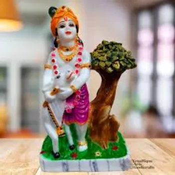 Little Marble Krishna Statue 