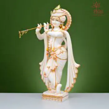  White Marble Krishna Statue