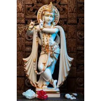  White Marble Lord Krishna Statue