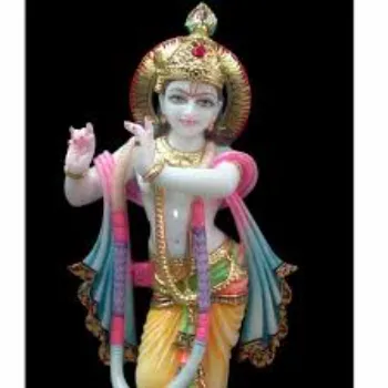  Krishna White Marble Statue