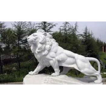 Angry Marble Lion Statue 