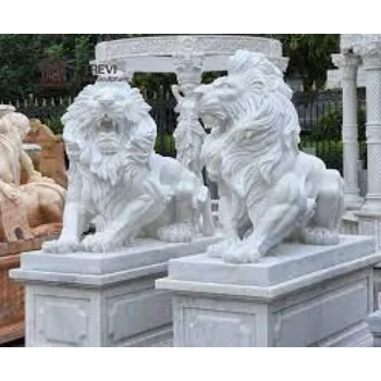 BG IMPEX Marble Lion Statue