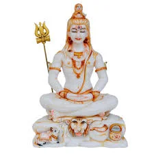 Lavanshi White Marble Dust Sitting Shiva Statue