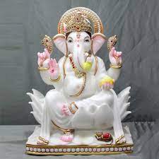 Marble Sitting Position Ganesh Statue