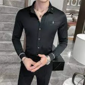 Cotton Men Black Shirts 