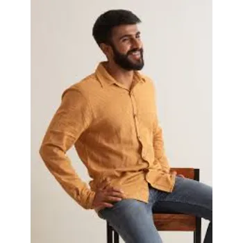 Men Cotton Yellow Shirts