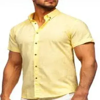 Yellow Cotton Casual Shirt