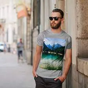 Men Printed Linen T Shirts
