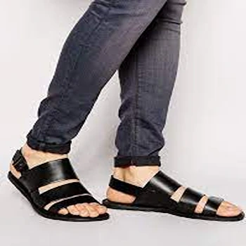 Attractive Black :Leather Sandal For Men