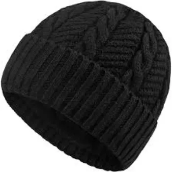 Black Designer Woolen Cap
