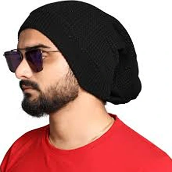 Admiring Black Woolen Cap 