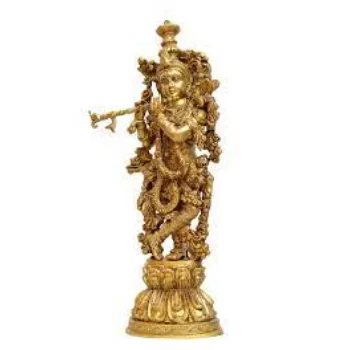Golden Metal Krishna God Statue