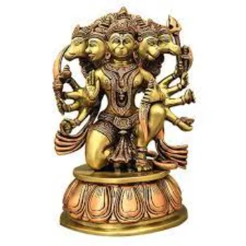  Exotic India Five-Headed Lord Hanuman - Brass Sculpture