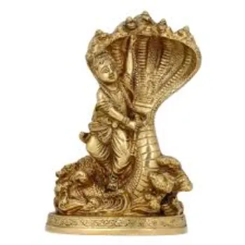  Kaliya Mardan Lila of Shri Krishna - Brass Sculpture
